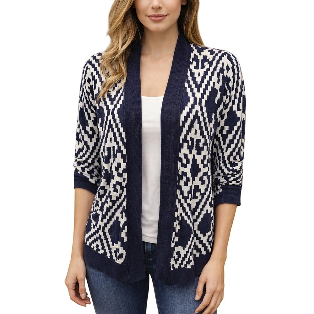 Linen Blend Aztec Half Sleeve Sweater Petite Size Petite